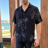 Palm Tree Organic Resort Shirt - Black